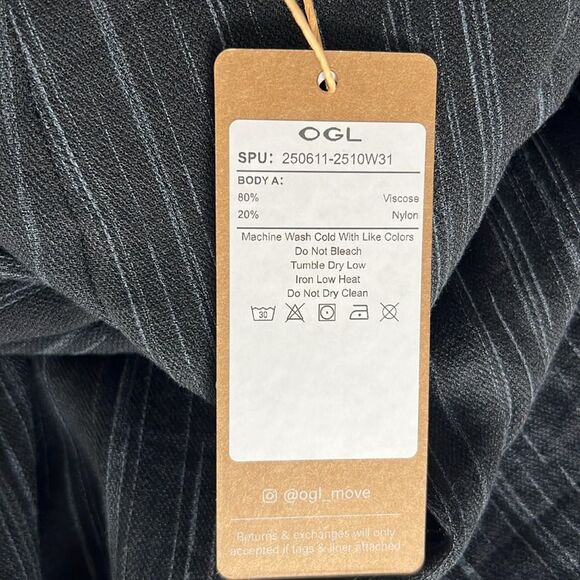 NWT OGL Summer Classic Striped Wide Leg Pants with Pockets - Off Black Stripe - Picture 4 of 11